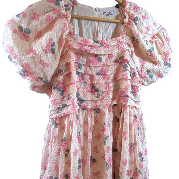 Feminine Modest Garden Girl Puff Sleeve Romantic Pink Floral Dress Size Medium - Picture 3 of 12